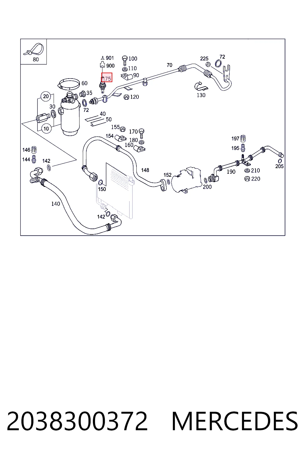 2038300372 Mercedes Sensor de baja presion aire acondicionado