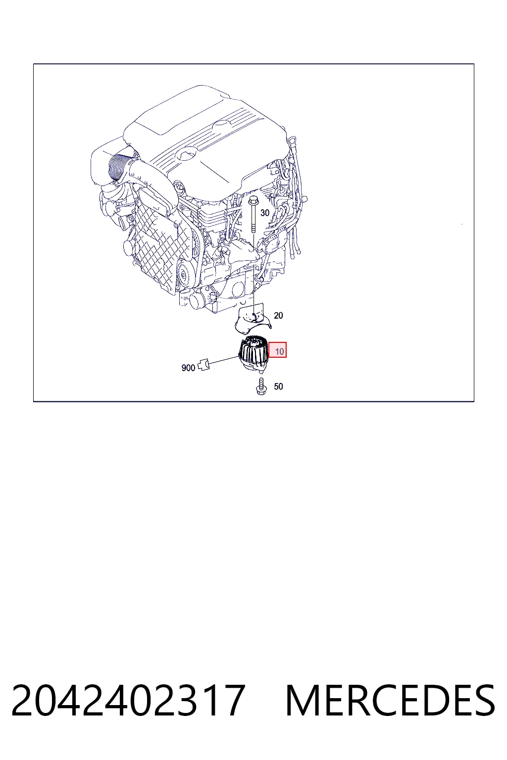 2042402317 Mercedes Almohada del Motor Izquierda / Derecha