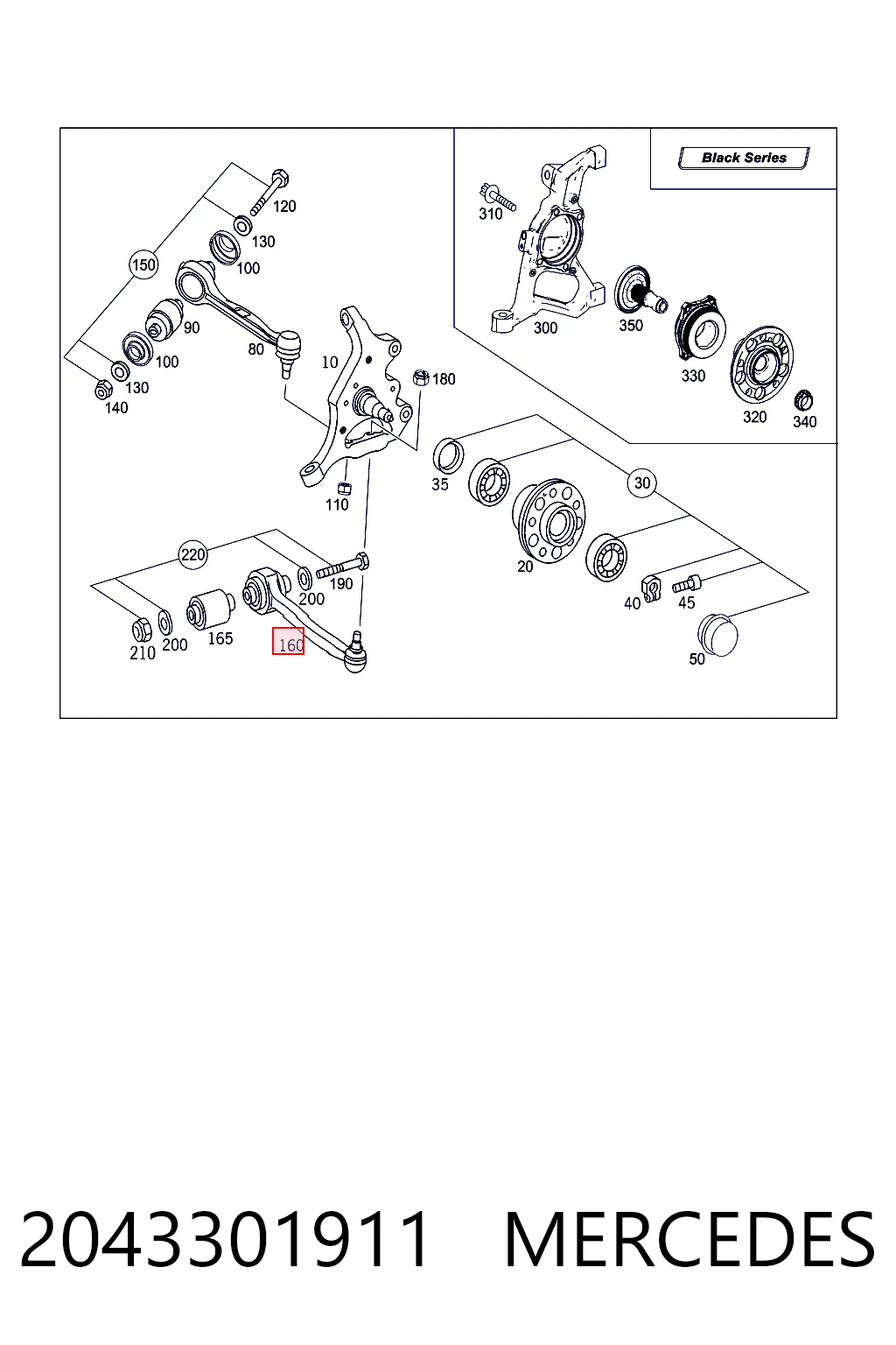 2043301911 Mercedes Brazo inferior izquierdo de la suspensión delantera