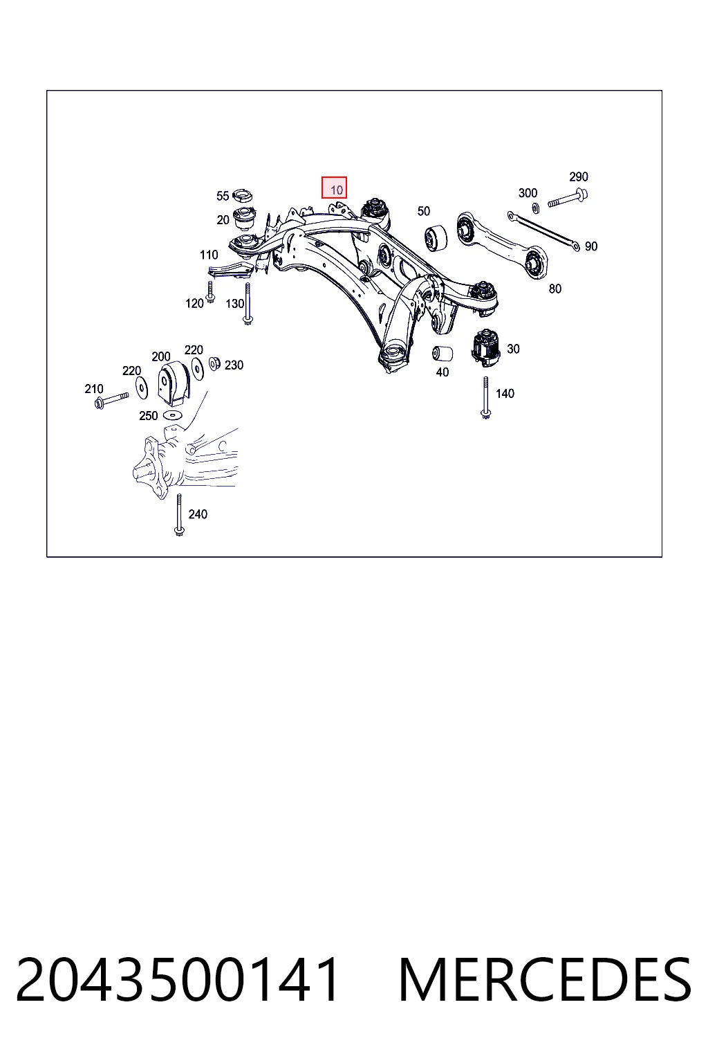 2043500141 Mercedes Subchasis trasero soporte motor
