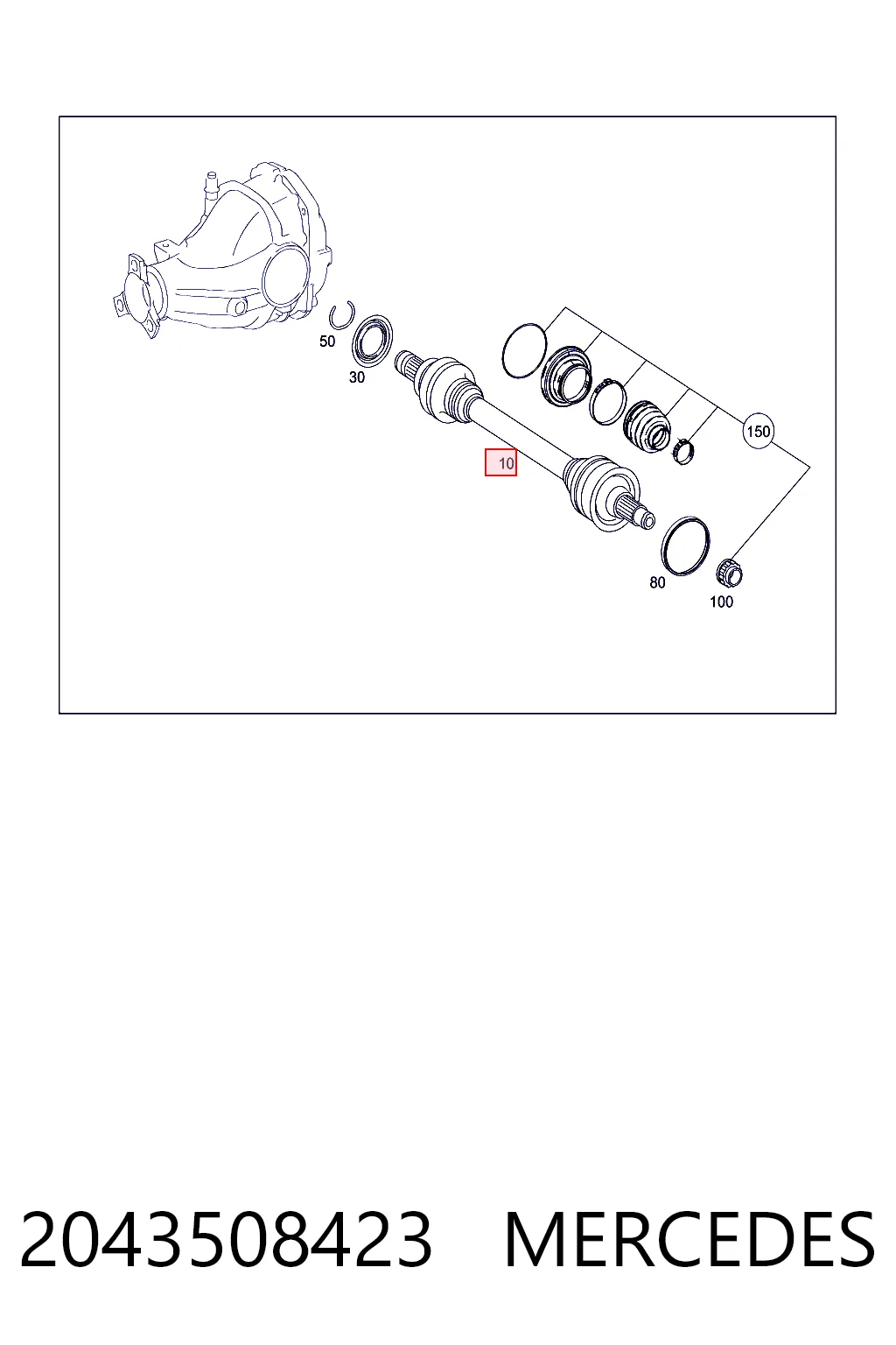 Semieje trasero para Mercedes C  W204