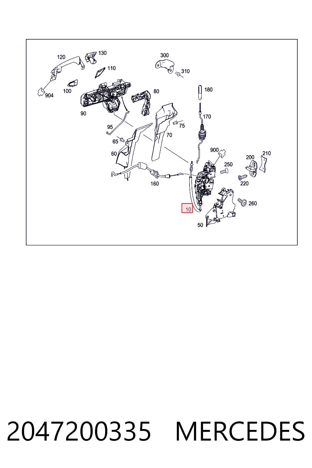 2047200335 Mercedes Cerradura de puerta
