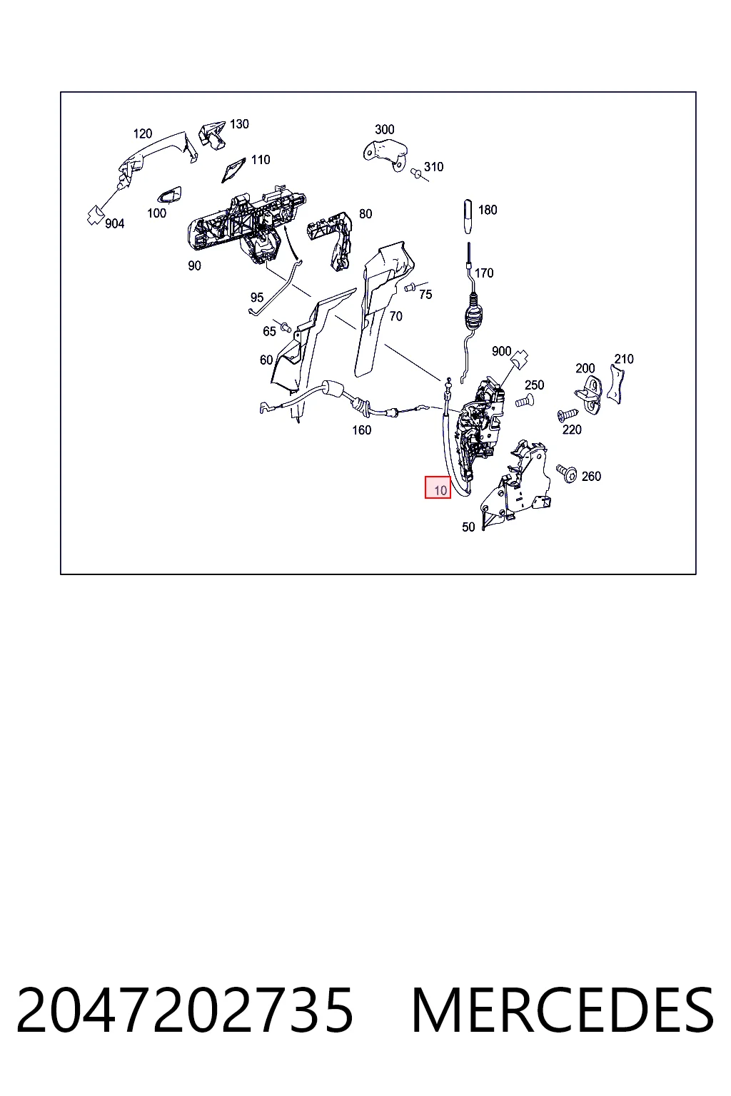 2047202735 Mercedes Cerradura de puerta