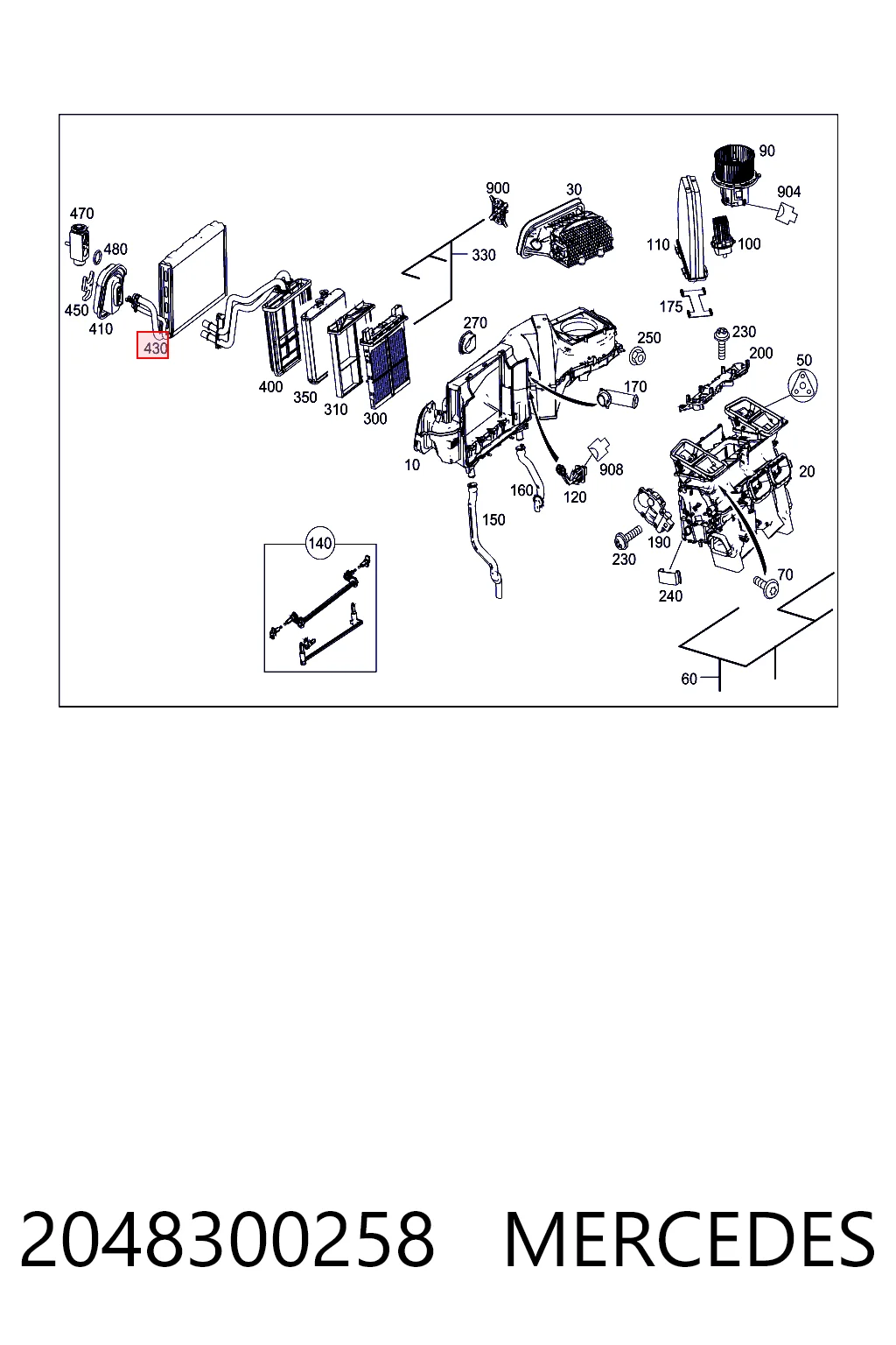 2048300258 Mercedes Evaporador, aire acondicionado