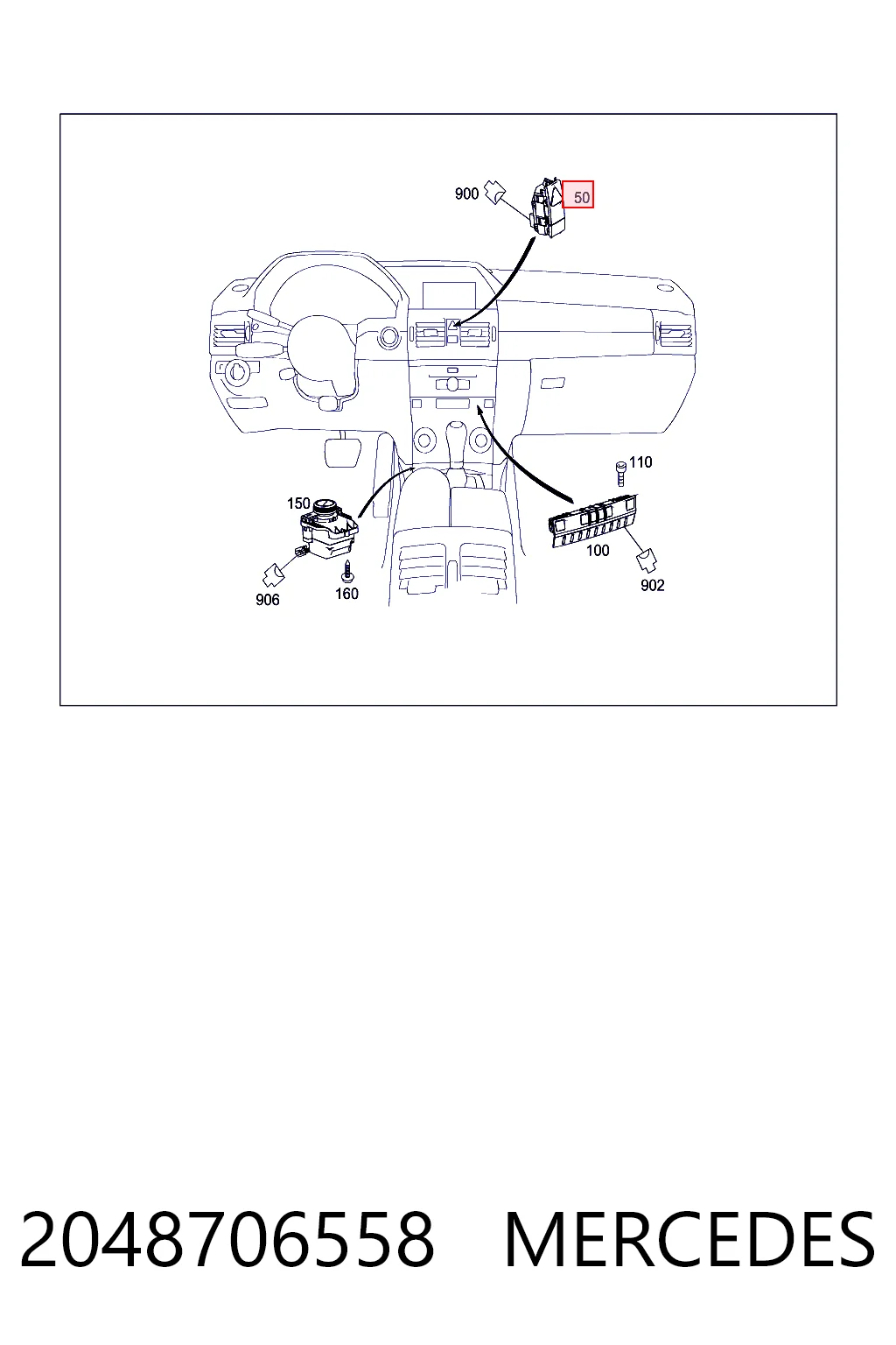 Boton de luz de emergencía para Mercedes C  W204