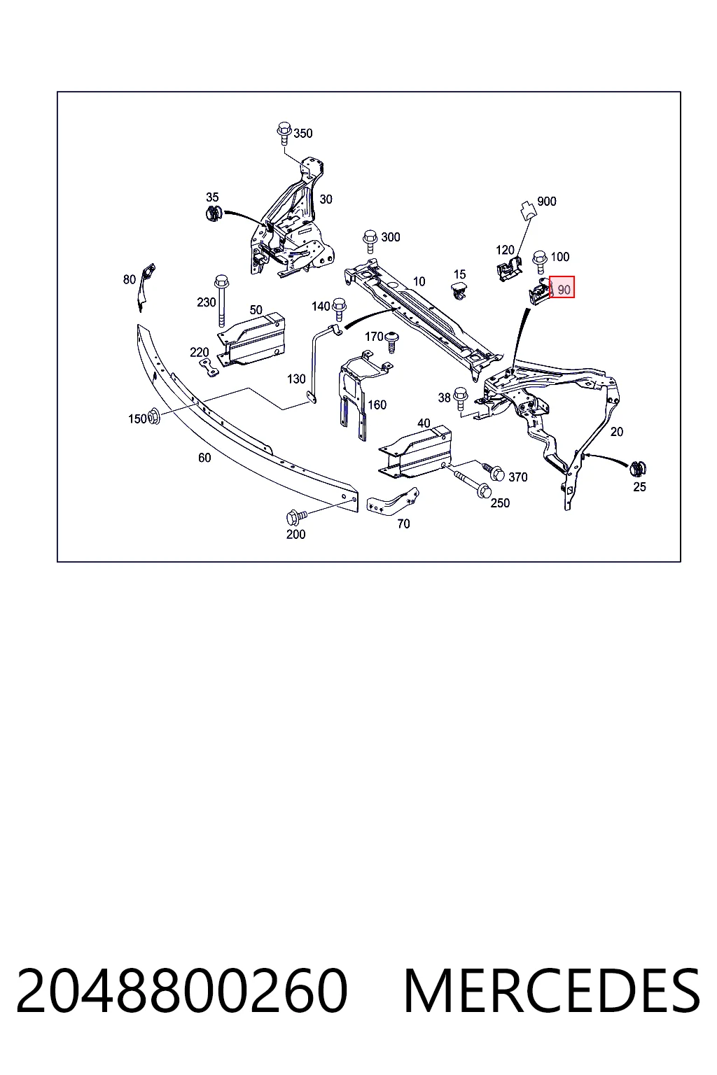 2048800260 Mercedes Cerradura de Capot
