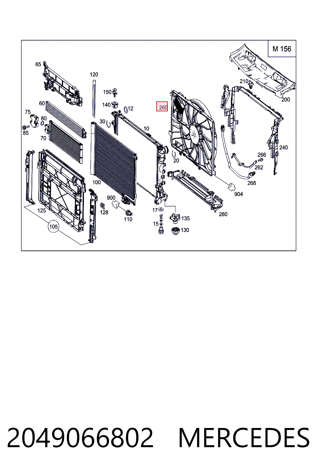 2049066802 Mercedes Ventilador de refrigeración del motor