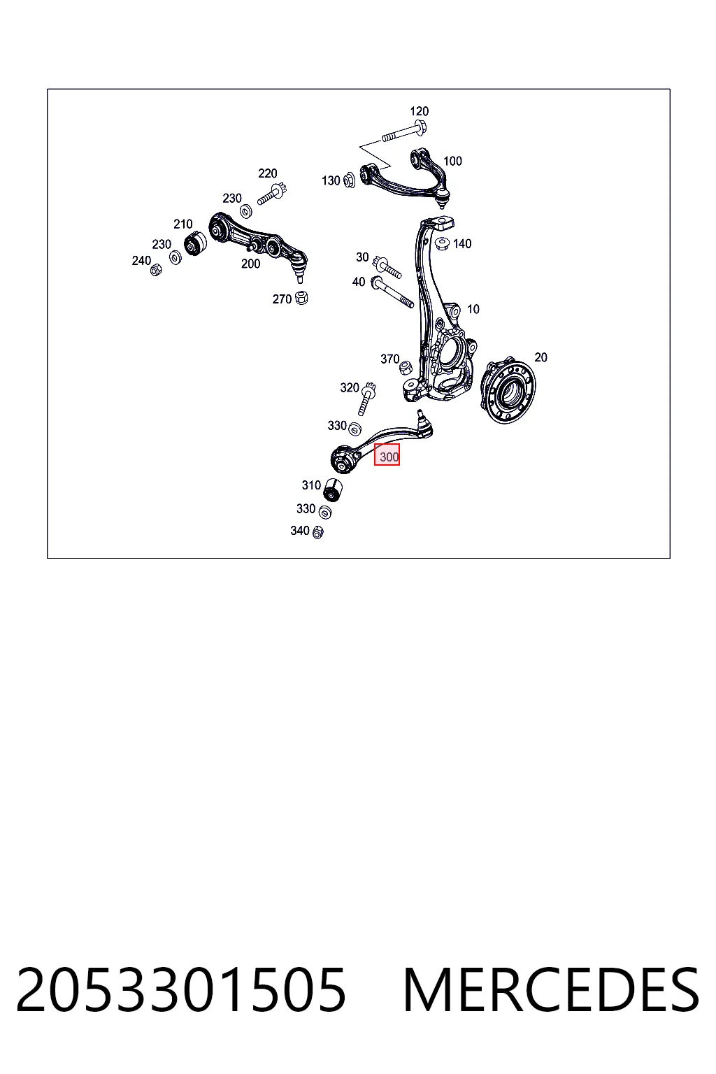 2053301505 Mercedes Brazo inferior izquierdo de la suspensión delantera
