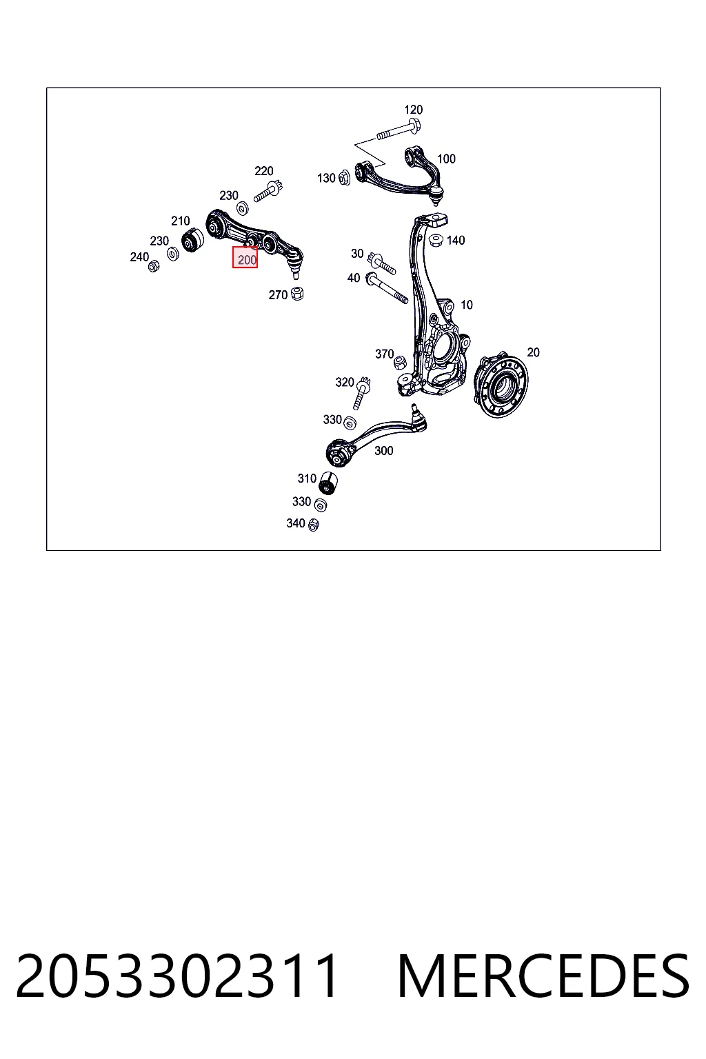 2053302311 Mercedes Brazo inferior izquierdo de la suspensión delantera