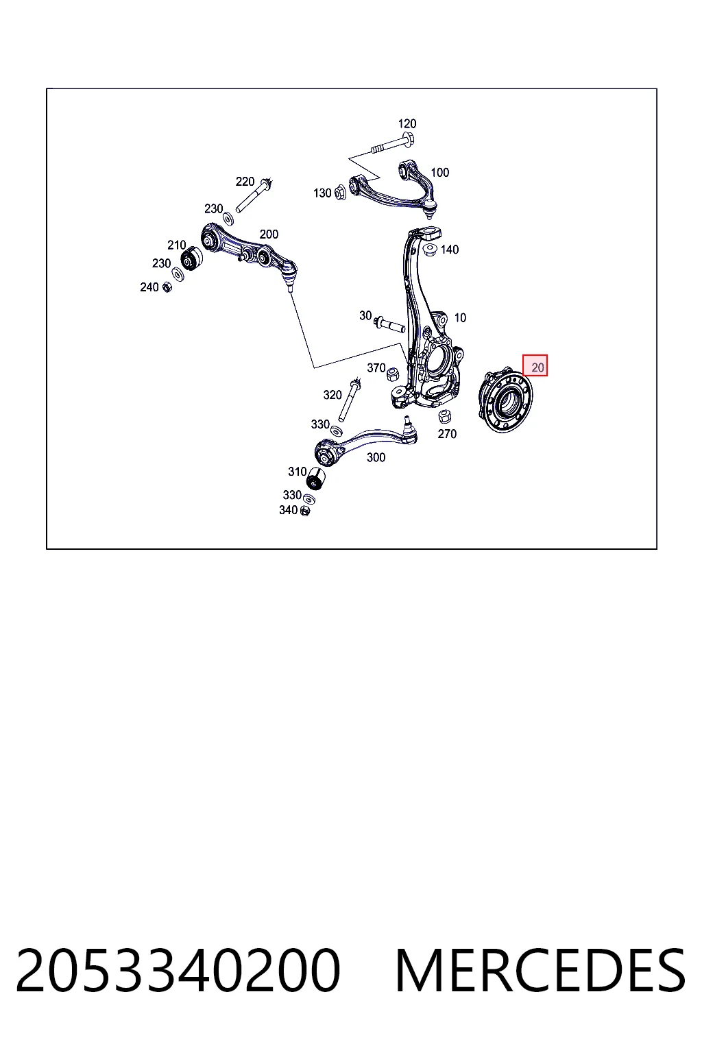 2053340200 Mercedes Cubo delantero