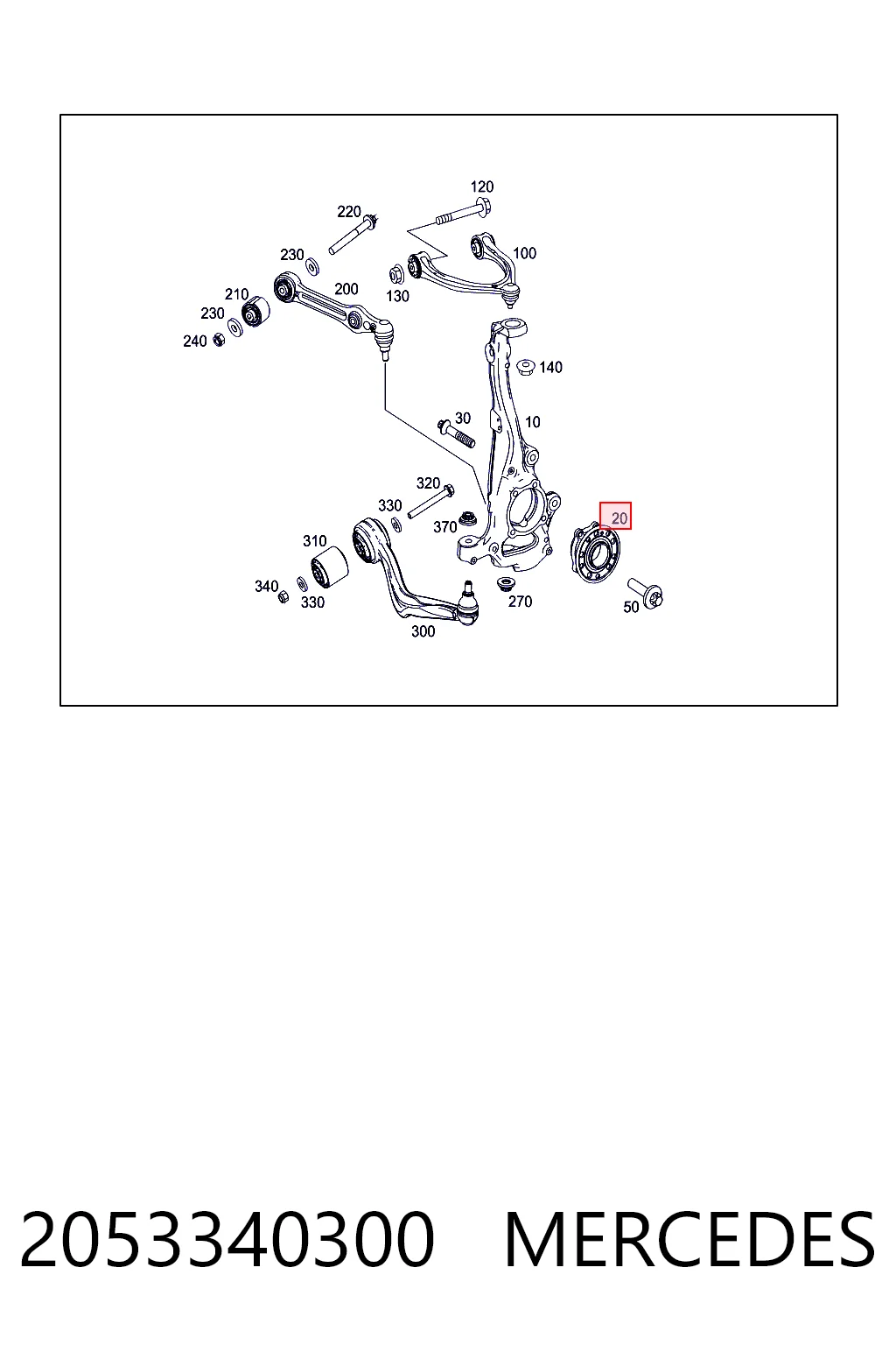 2053340300 Mercedes Cubo delantero