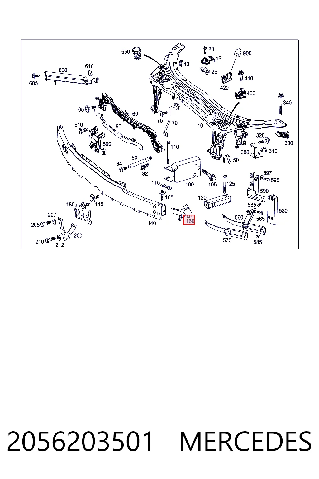 2056203501 Mercedes Soporte de fijación del faro delantero derecho