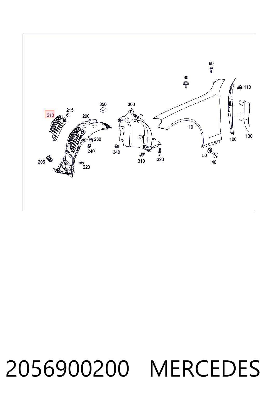 2056900200 Mercedes Tapa de guardabarros delantero derecho