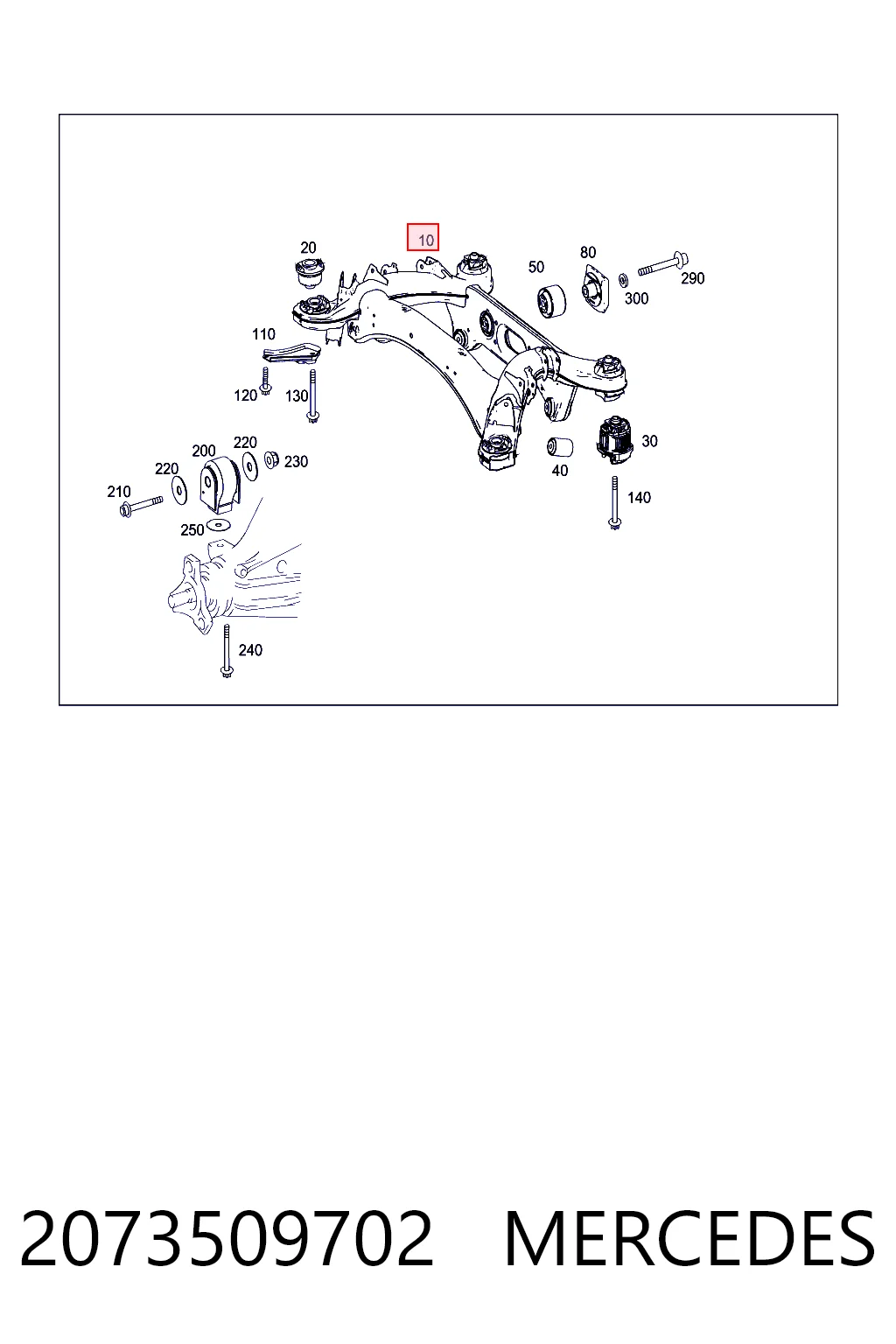 2073509702 Mercedes Subchasis trasero soporte motor