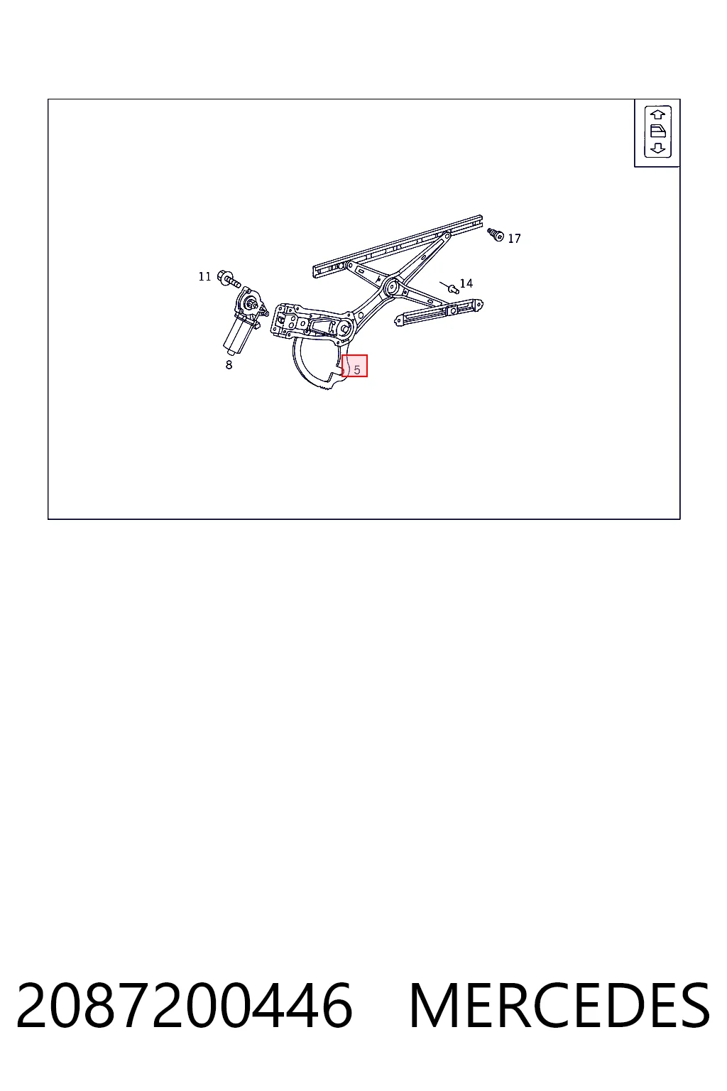 Mecanismo levanta, puerta delantera derecha para Mercedes CLK  C208