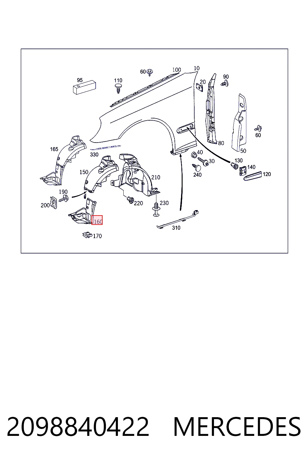 2098840422 Mercedes Guardalodos interior delantero derecho