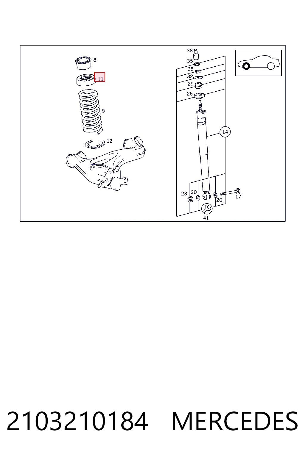 Aislador de resorte delantero superior 2103210184 MERCEDES