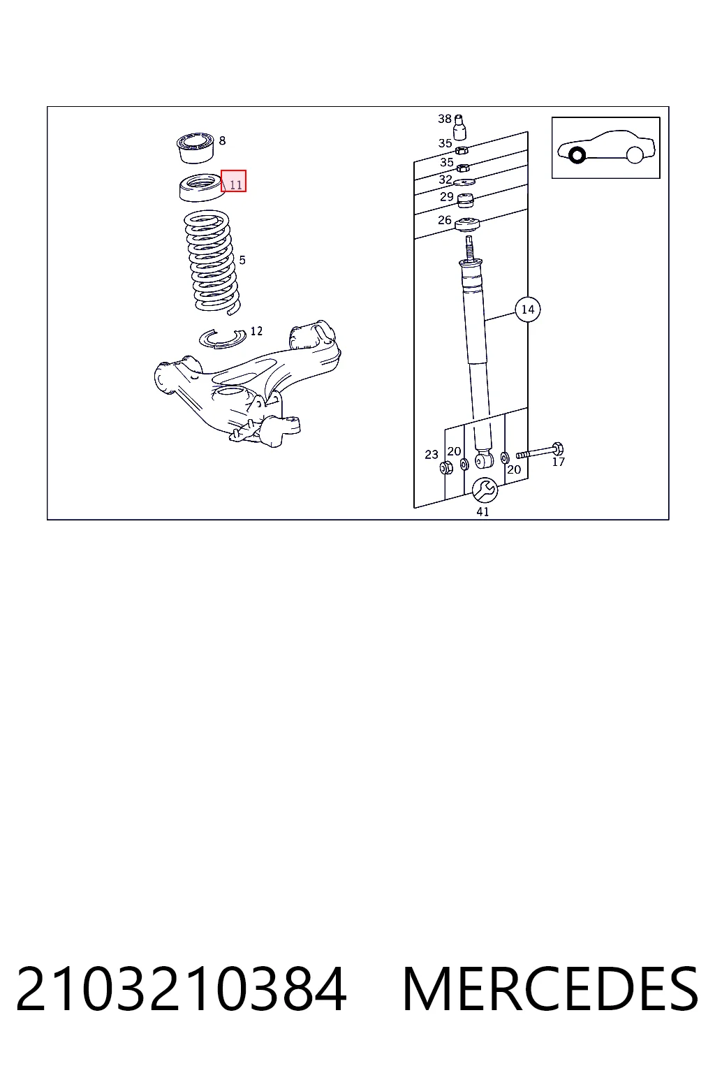 Aislador de resorte delantero superior 2103210384 MERCEDES