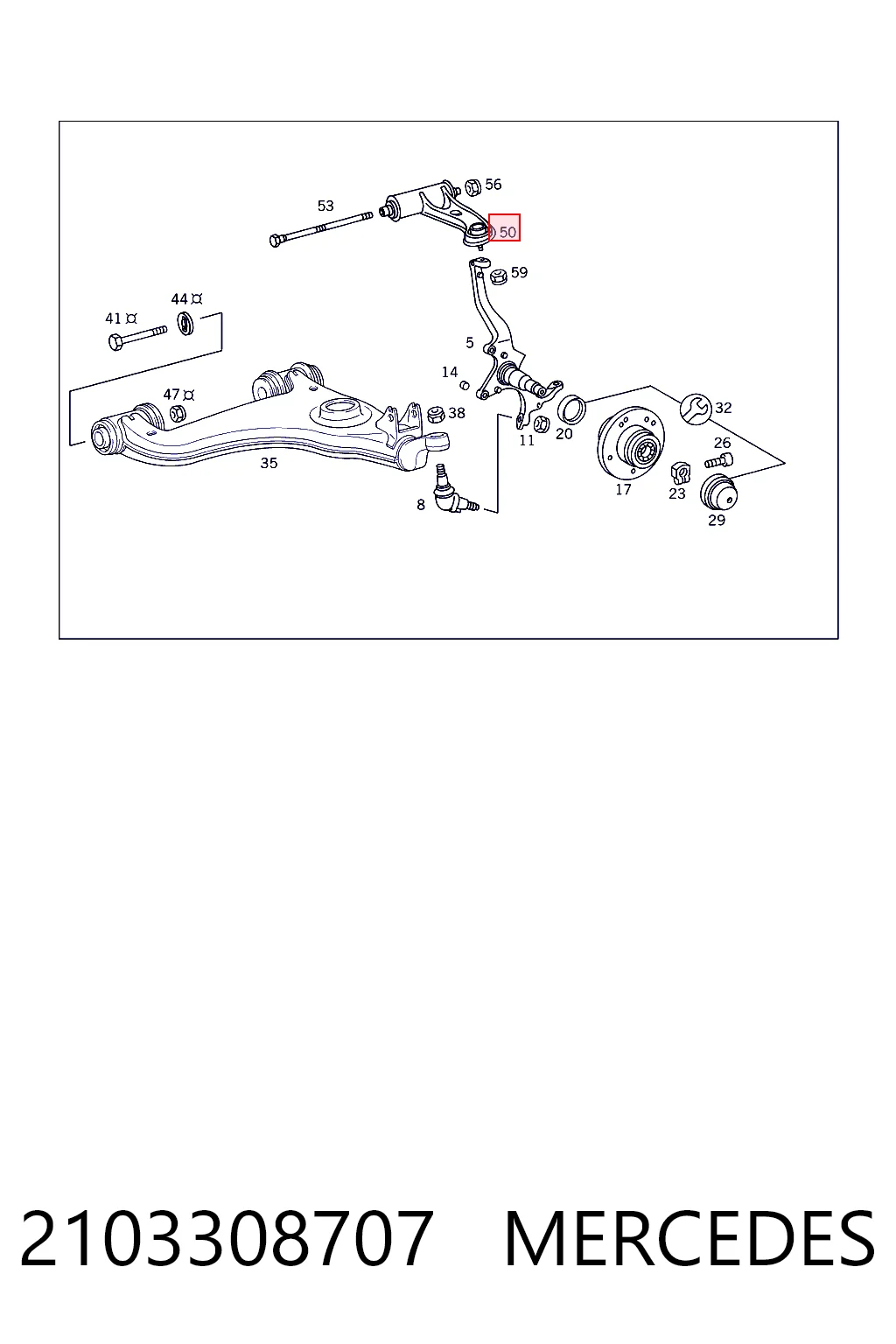2103308707 Mercedes Brazo de suspensión delantera, superior izquierda