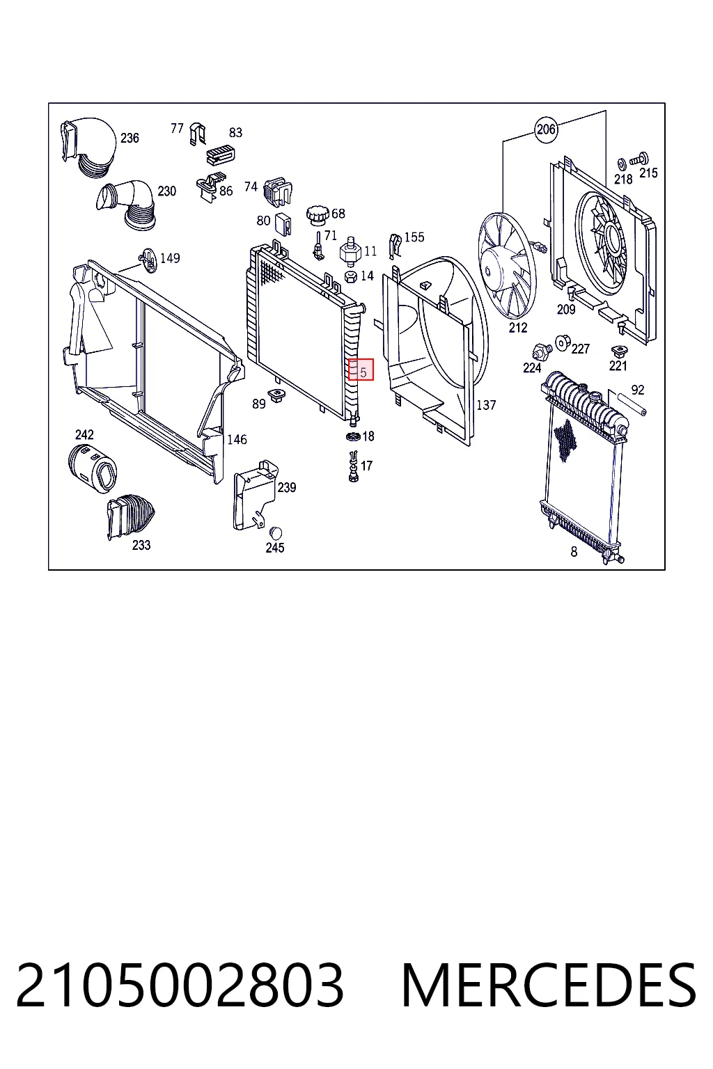 2105002803 Mercedes Refrigeración del motor