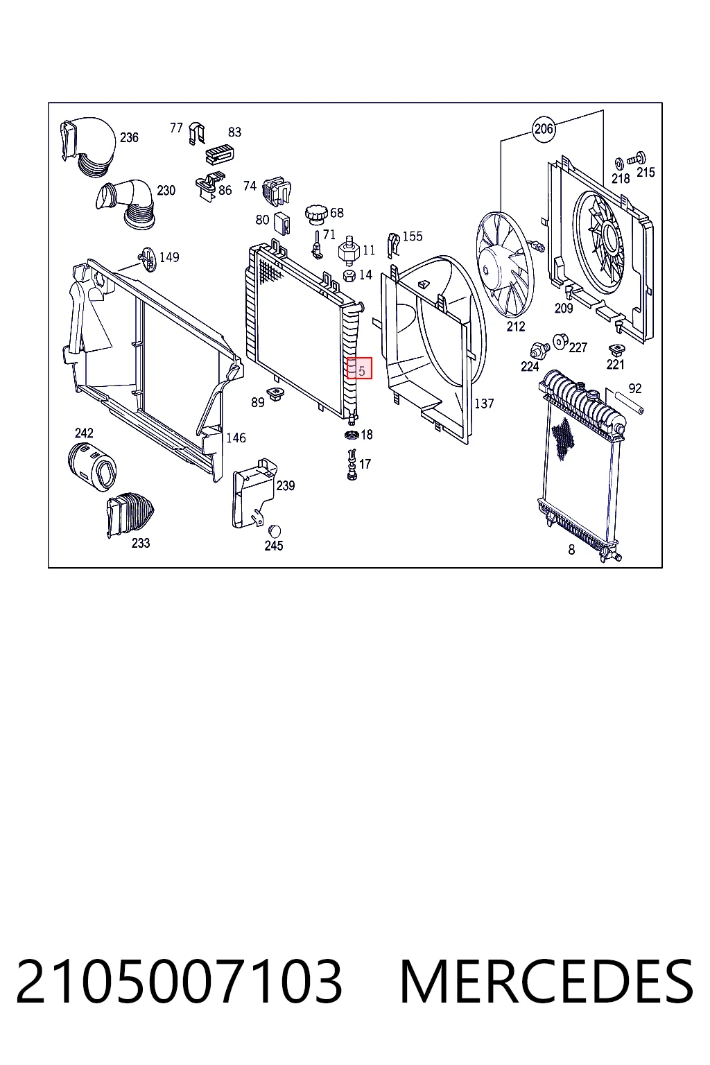 2105007103 Mercedes Refrigeración del motor