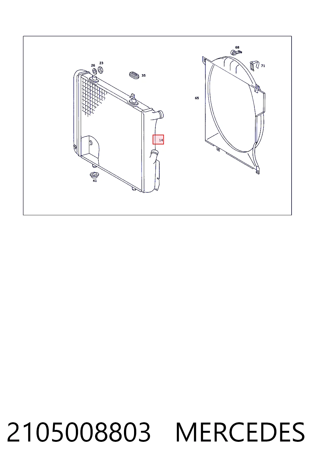 Radiador de refrigeración del motor 2105008803 MERCEDES