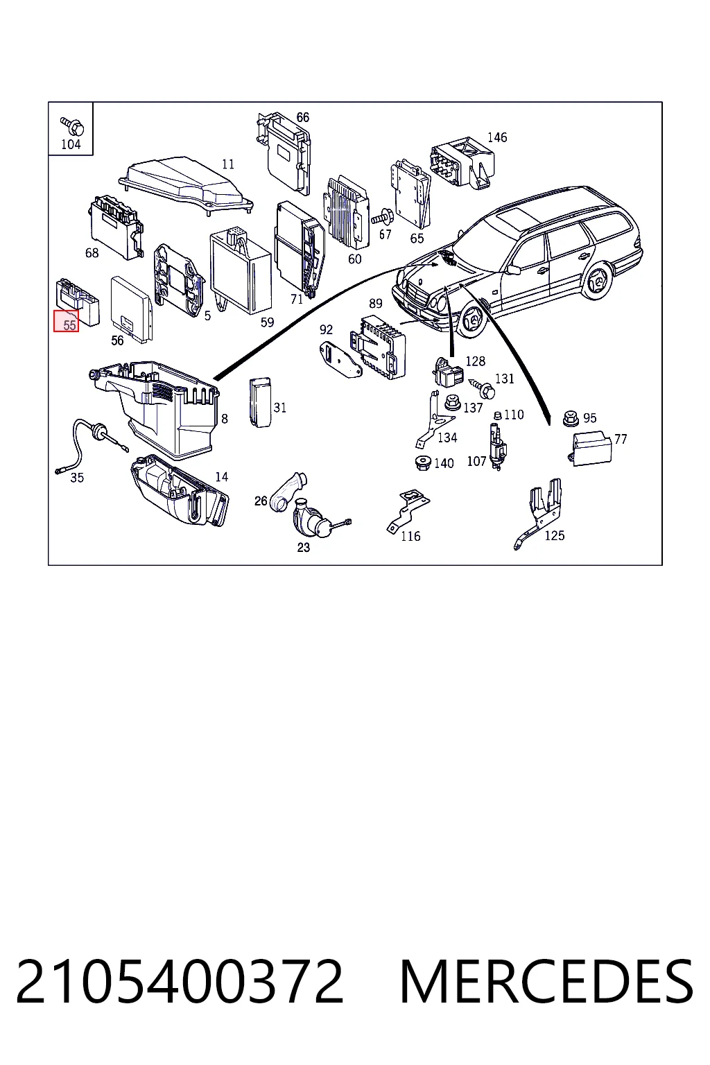 2105400372 Mercedes Bloque de relés