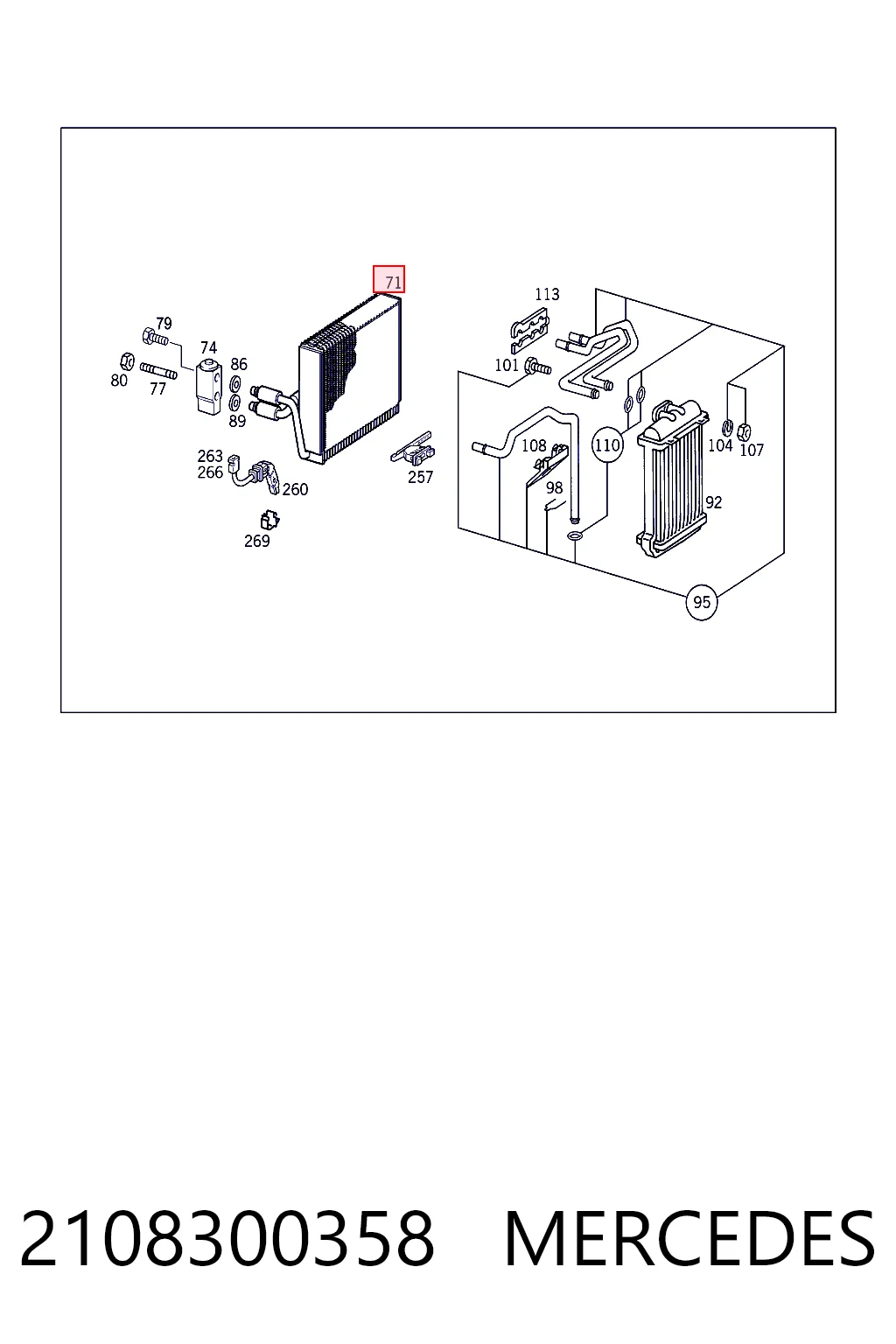 2108300358 Mercedes Evaporador, aire acondicionado