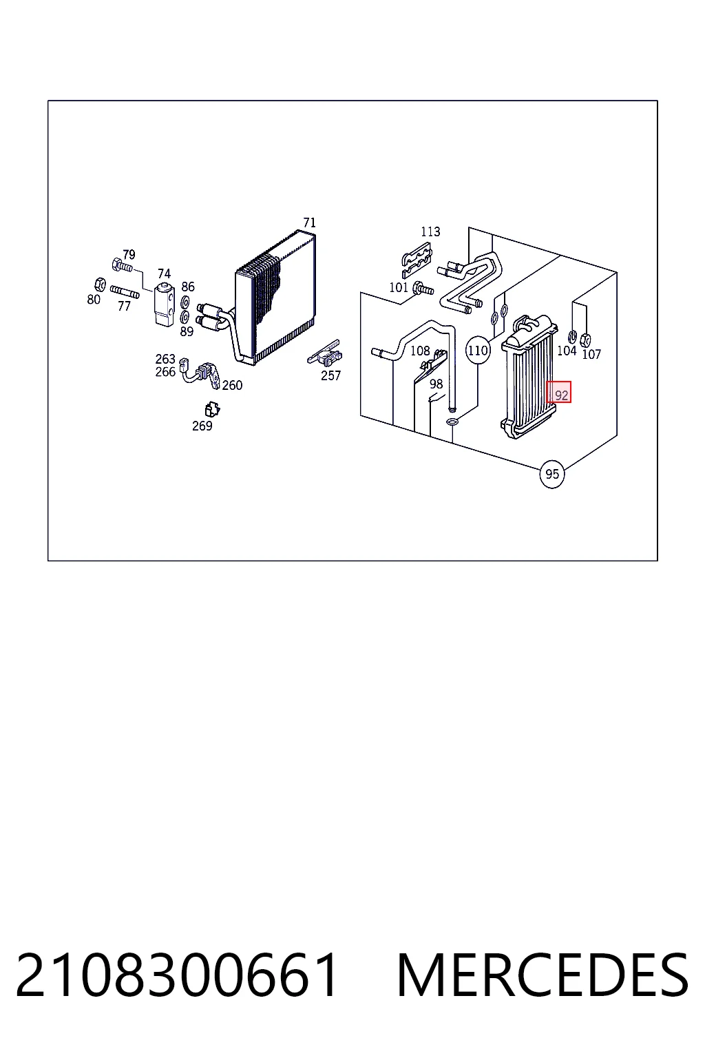 2108300661 Mercedes Radiador interior