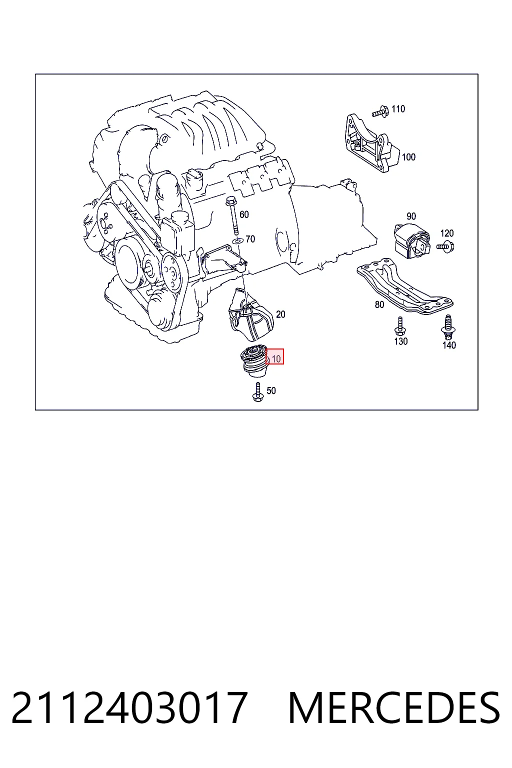 2112403017 Mercedes Soporte elástico, suspensión del motor, Izquierda / Derecha