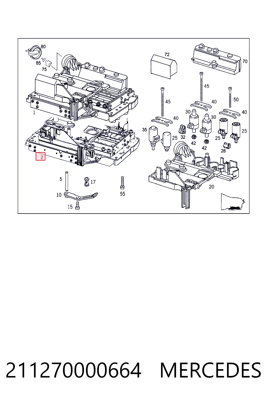 Cuerpo de válvulas de la transmisión automática 211270000664 MERCEDES