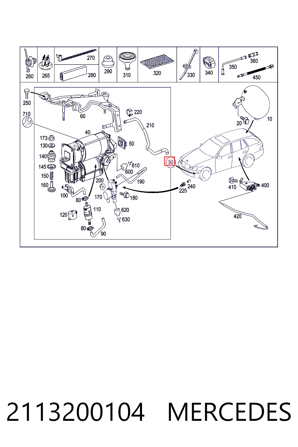 2113200104 Mercedes Compresor de suspensión neumática