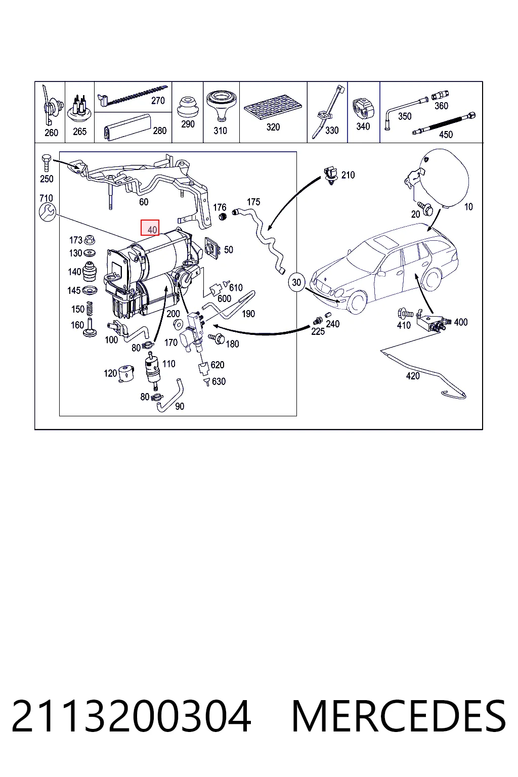 2113200304 Mercedes Compresor de suspensión neumática