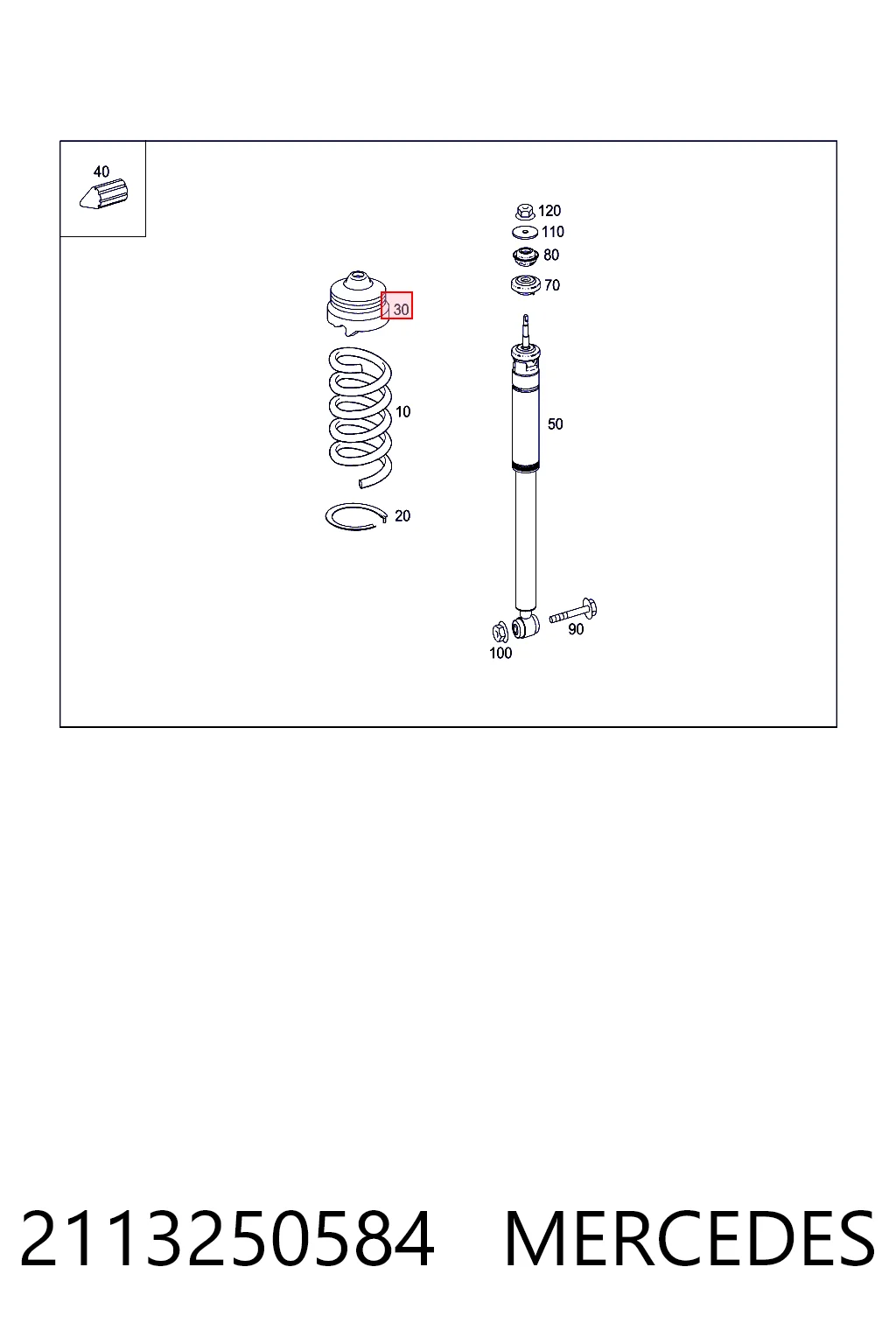Aislador de resorte trasero superior 2113250584 MERCEDES