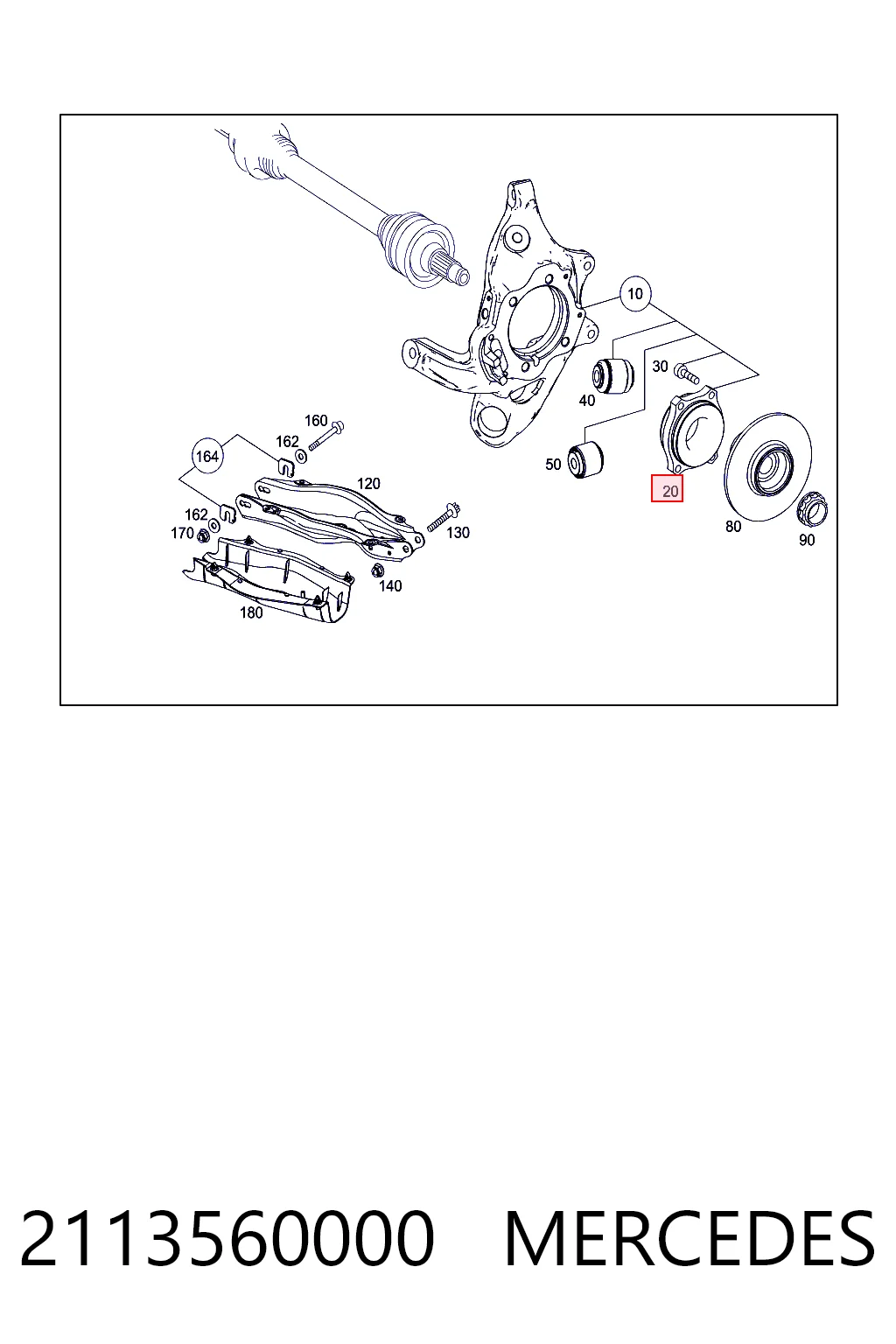 2113560000 Mercedes Buje de rueda trasero