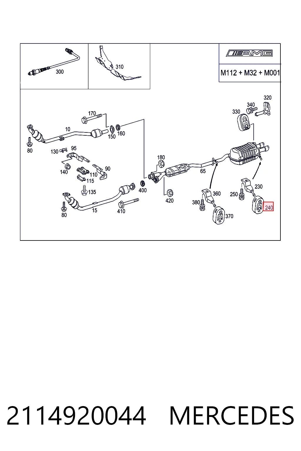 2114920044 Mercedes Soporte de escape