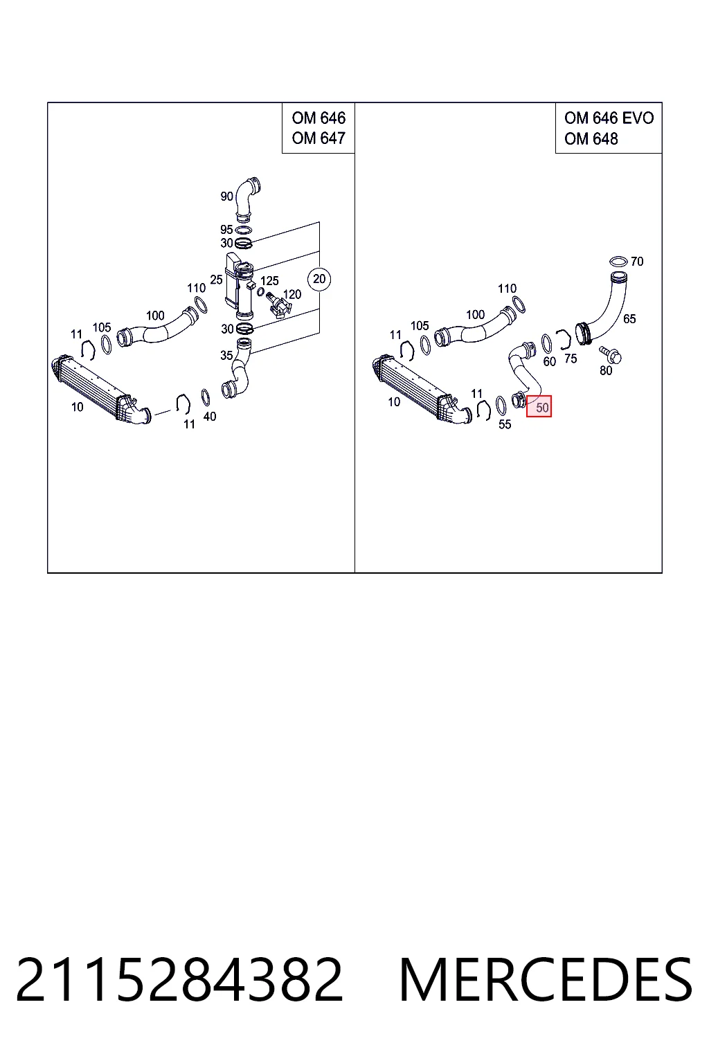 2115284382 Mercedes Manguera del intercooler