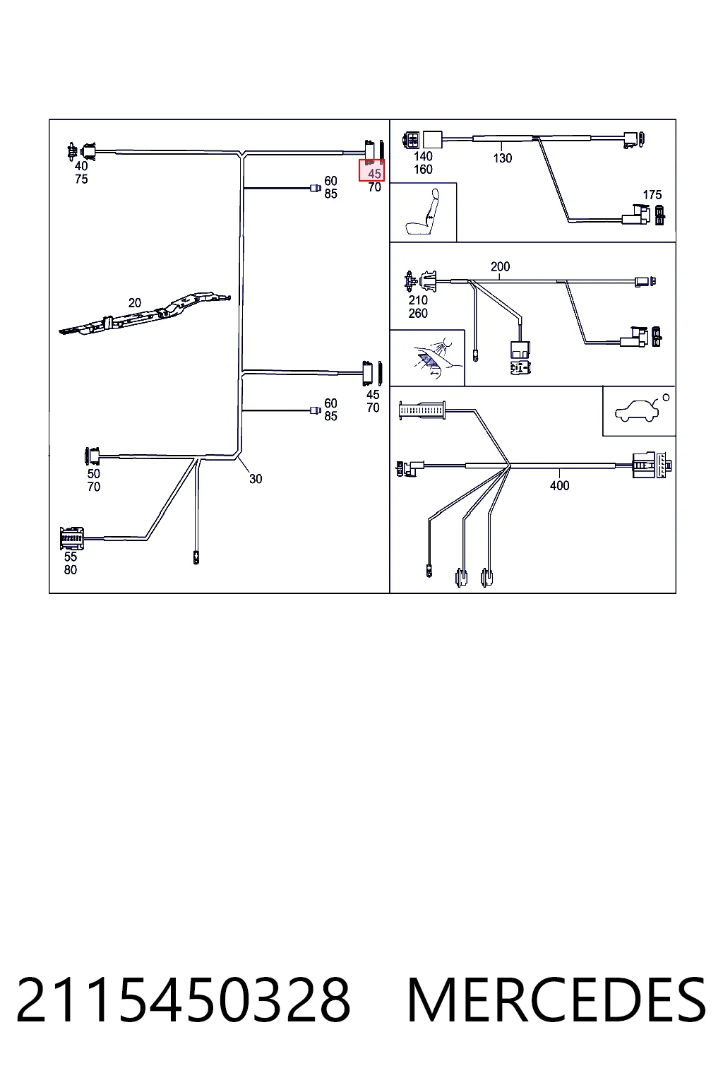2115450328 Mercedes Conector de luz trasera