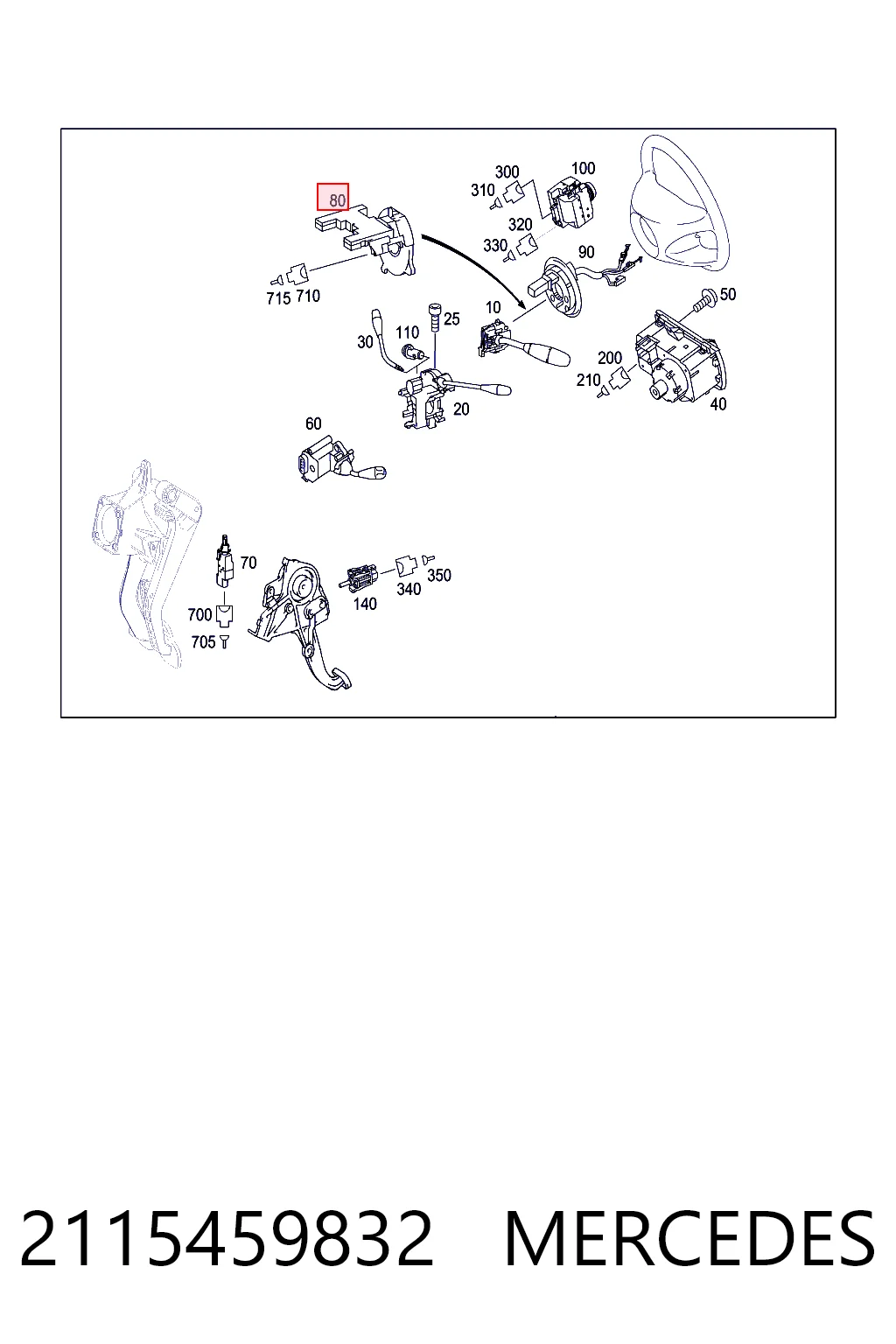 Sensor de ángulo de giro del volante 2115459832 MERCEDES