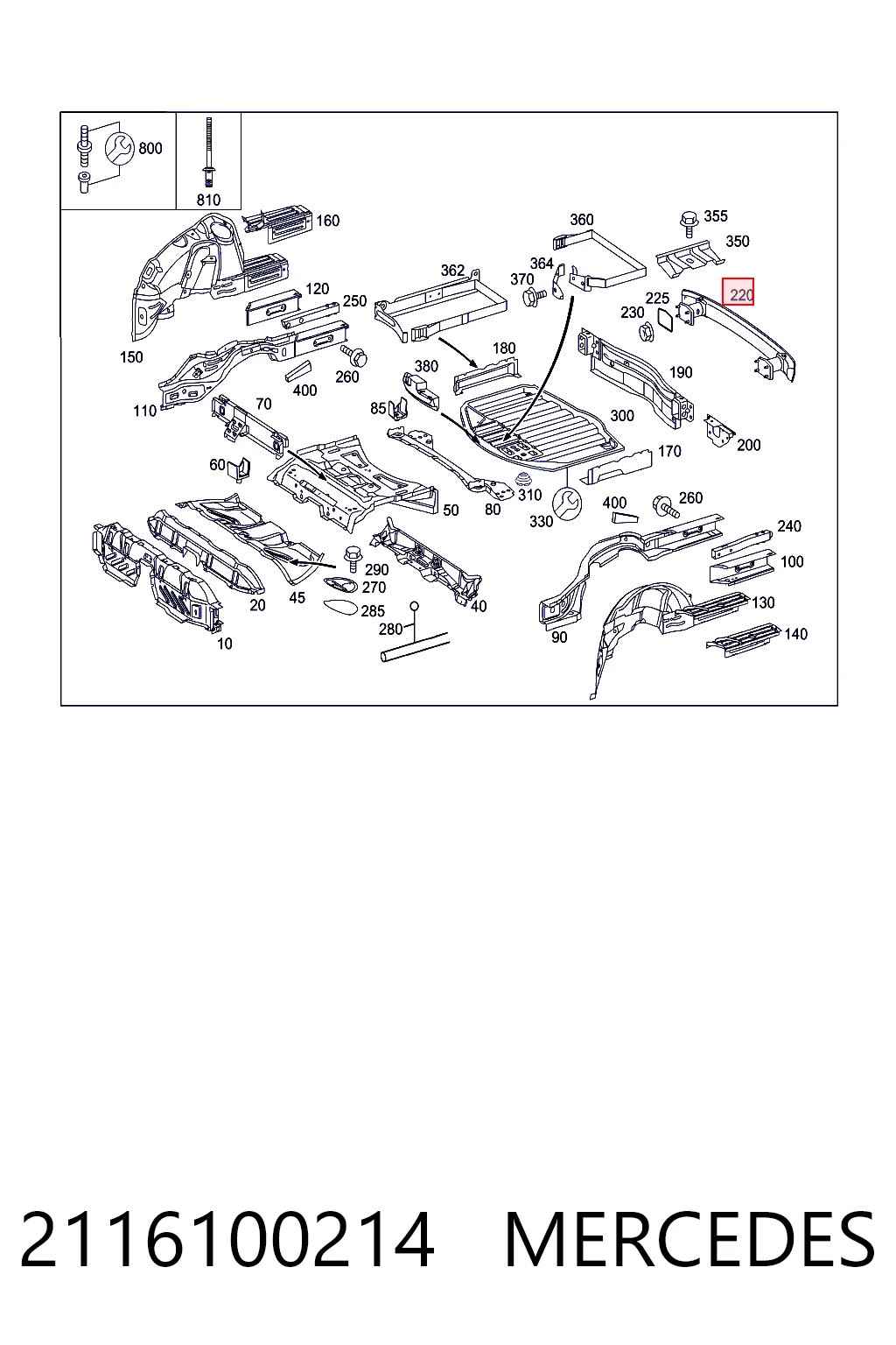 Refuerzo de parachoques trasero Mercedes E sedán (W211) (2002 - 2008) precio, desde 156,82 EUR