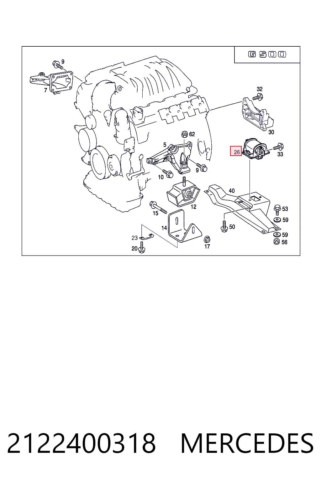 2122400318 Mercedes Soporte de caja de velocidades