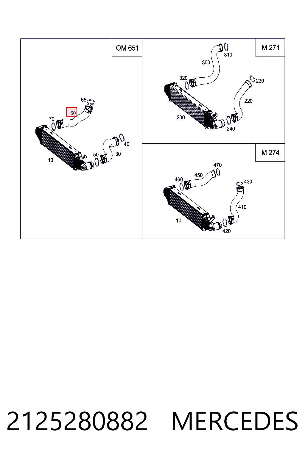2125280882 Mercedes Manguera del intercooler