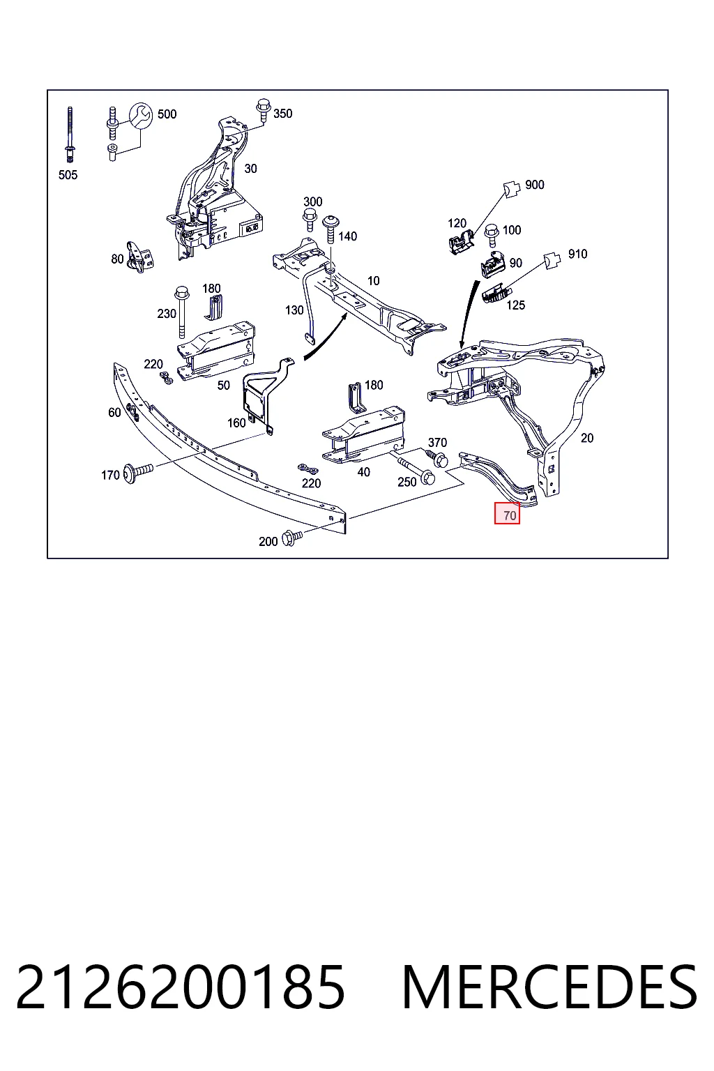 2126200185 Mercedes Adaptador para montaje de faros delantero izquierdo