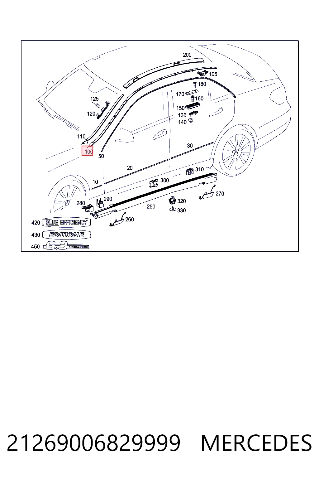 Moldura de techo derecha 21269006829999 MERCEDES