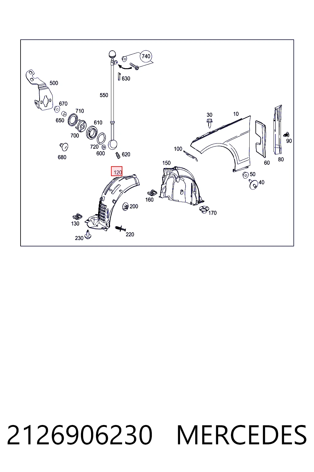 2126906230 Mercedes Guardalodos interior delantero derecho