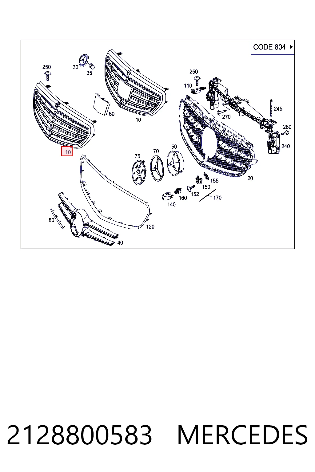 2128800583 Mercedes Calandra