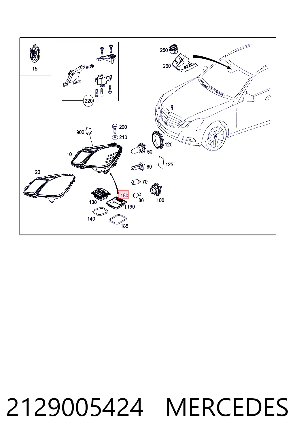 2129005424 Mercedes Módulo de control de luces de faros (ECU)