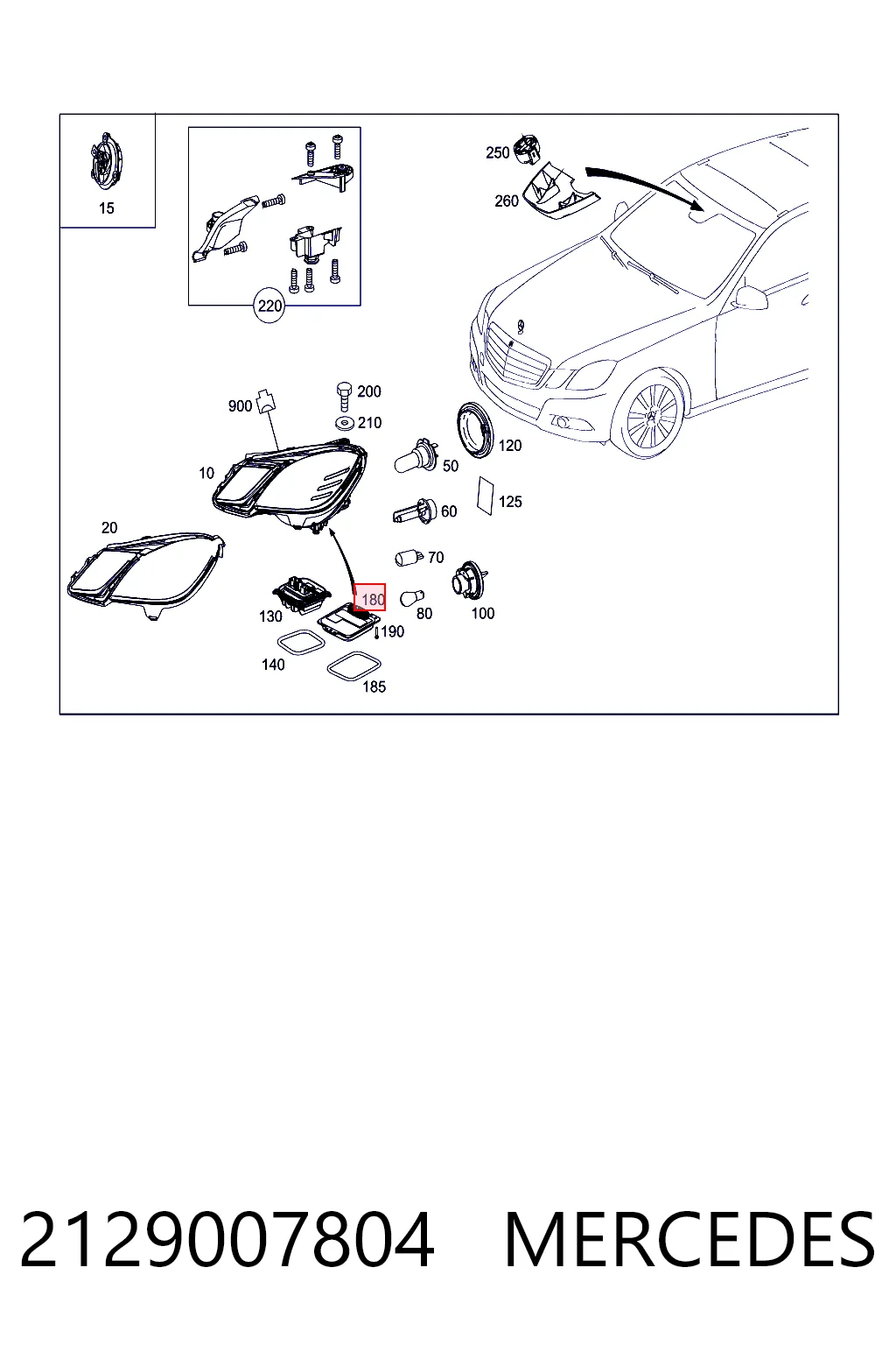 2129007804 Mercedes Unidad de control de xenón