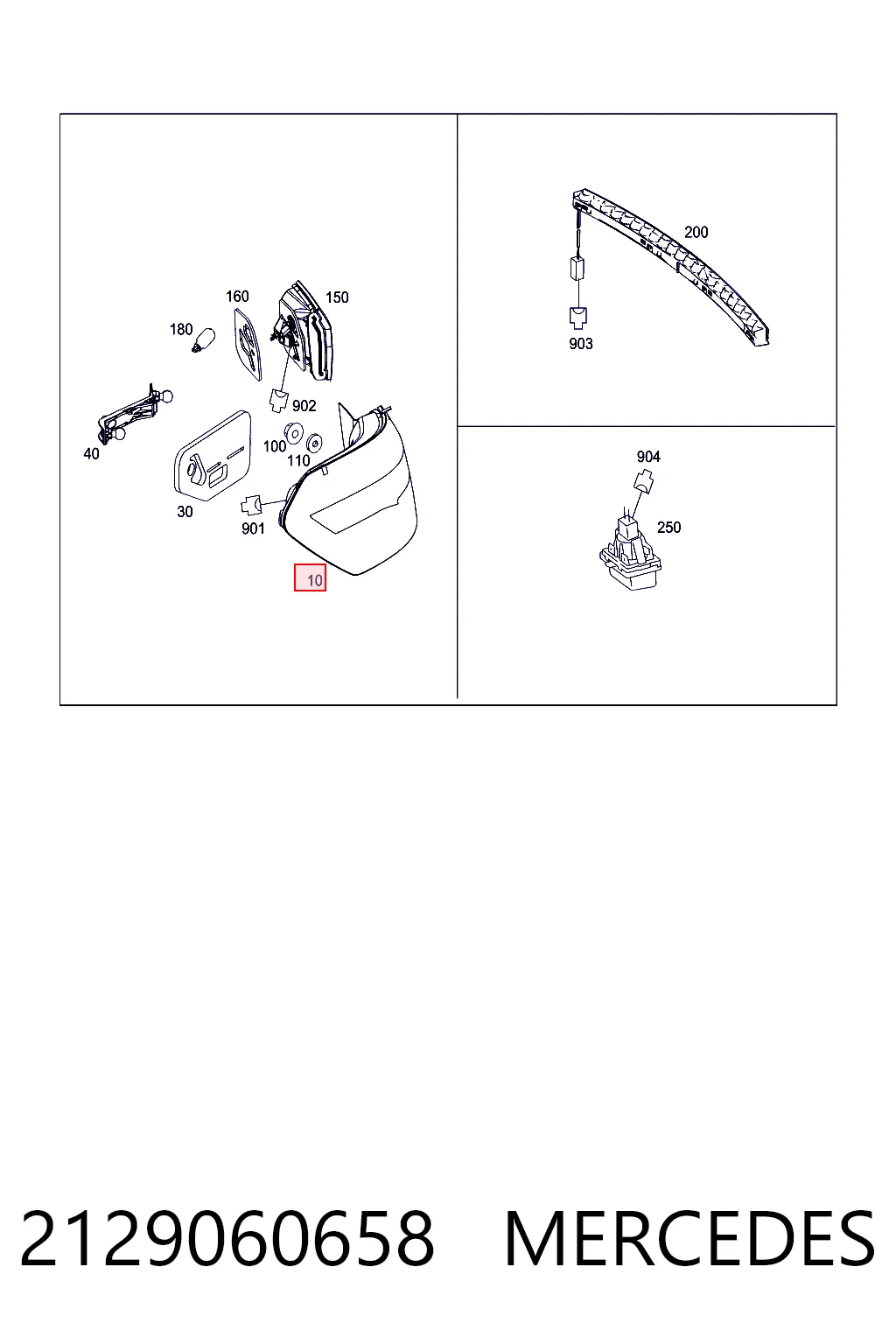 Piloto trasero exterior derecho 2129060658 MERCEDES