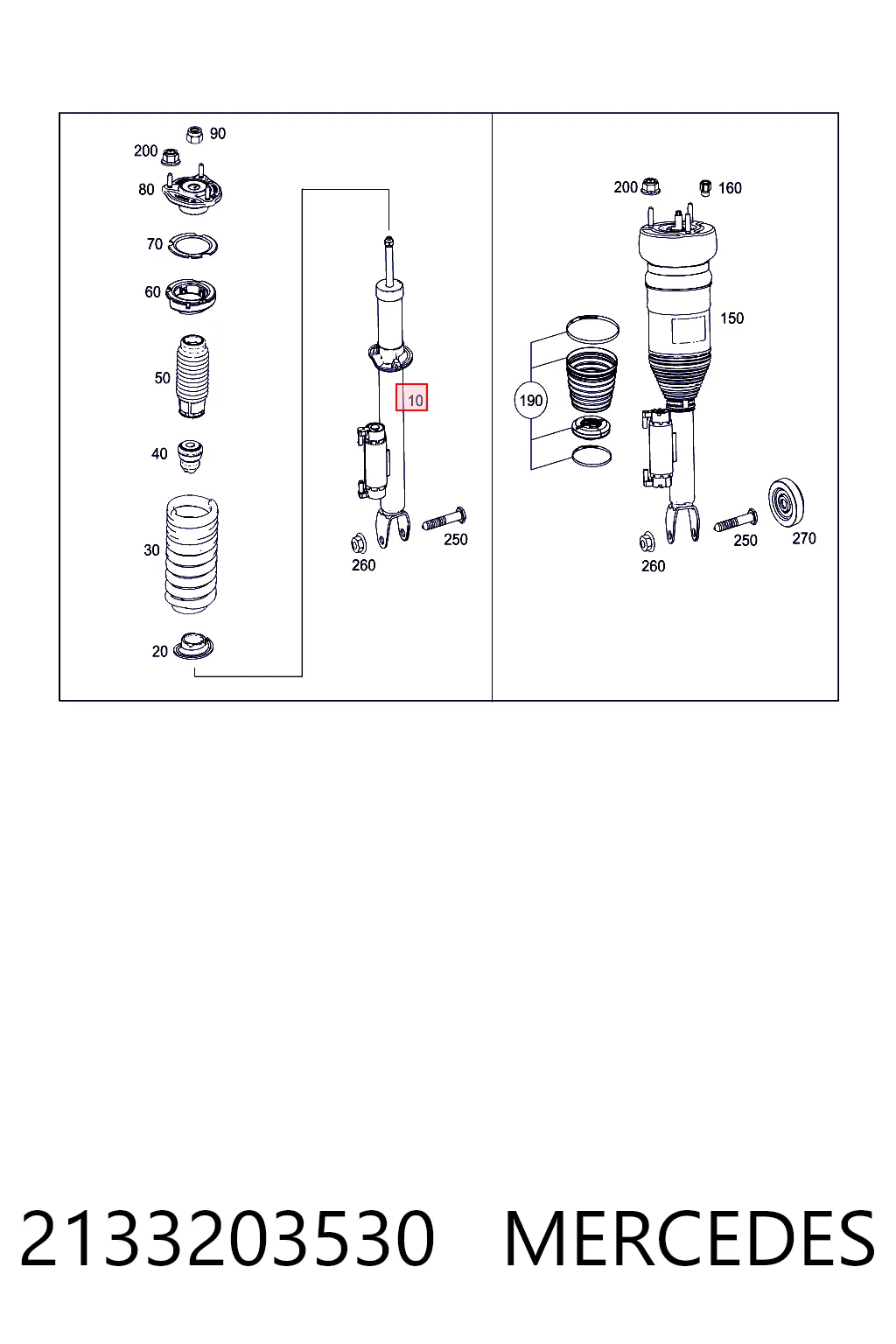 2133203530 Mercedes Amortiguador frontal